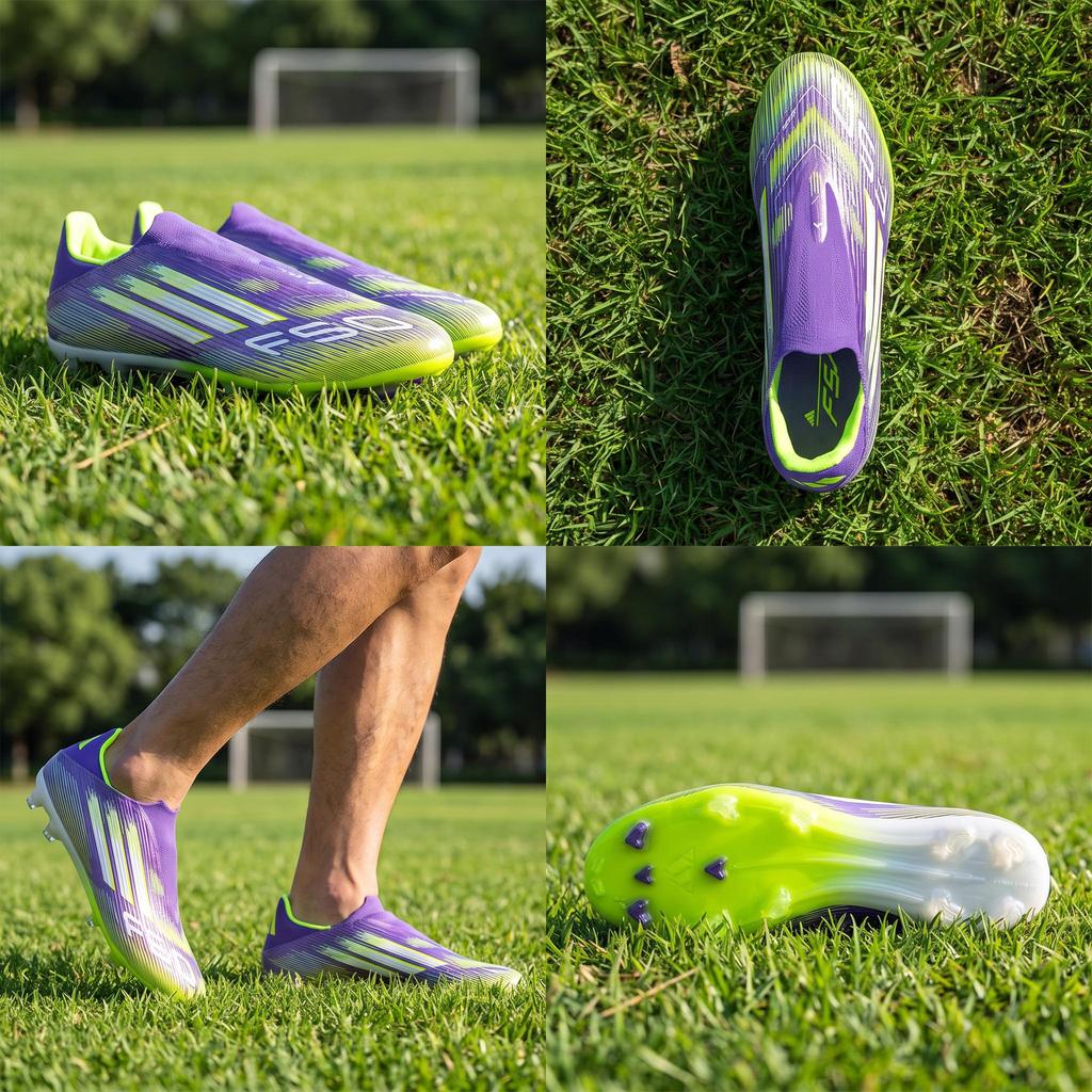 adidas Adizero F50 League Bezsznurowane FG MG Purple Rush Lucid Lemon Buty Unisex Cloud-White JH7734