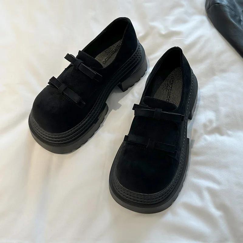 

Винтажные женские туфли Мэри Джейн в стиле колледжа, модные туфли-лодочки с бантом-бабочкой, весна 2025, элегантные туфли на каблуке 35 чёрный