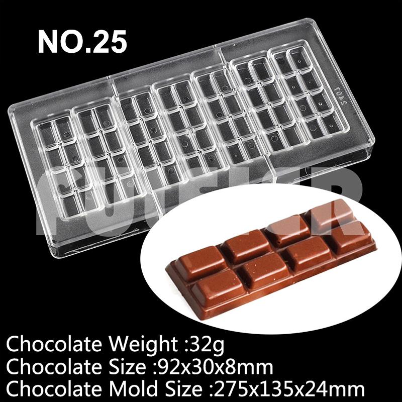 Polycarbonat Schokoladenformen Quadratisch Rund Süßigkeiten Süßwarenriegel Form Backen Kuchen BonBon Süßwarenwerkzeuge Backzubehör