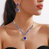 Colorful Crystal Water Drop Necklace & Earring Set for Women - Wedding & Party Jewelry (3 Pcs)