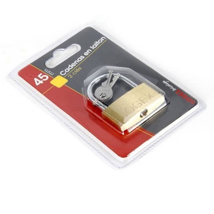 Cadenas - COGEX - 45 mm - A clé - Jaune laiton - 2 clés incluses