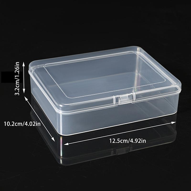 10Pcs Rectangular Transparent Plastic Box Jewelry Card Stationery Storage Box Small Item Storage Box