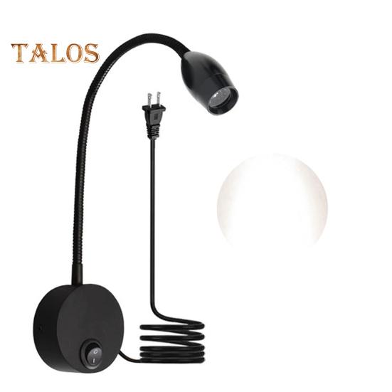 

Настінна приліжкова лампа для читання зі шлангом, що обертається на 360 градусів, супер яскравий світлодіодний нічник без мерехтіння US Plug White Light. чорний