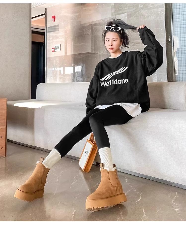 2025 autumn and winter thick soles heightened high heels piled thickened warm snow boots Korean version women's elastic cotton shoes muffin sole