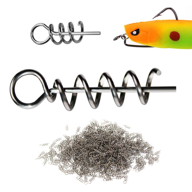 50pcs/Box Fishing Hook Soft Bait Spring Centering Pins Fixed Latch Needle Twist Crank Lock For Soft