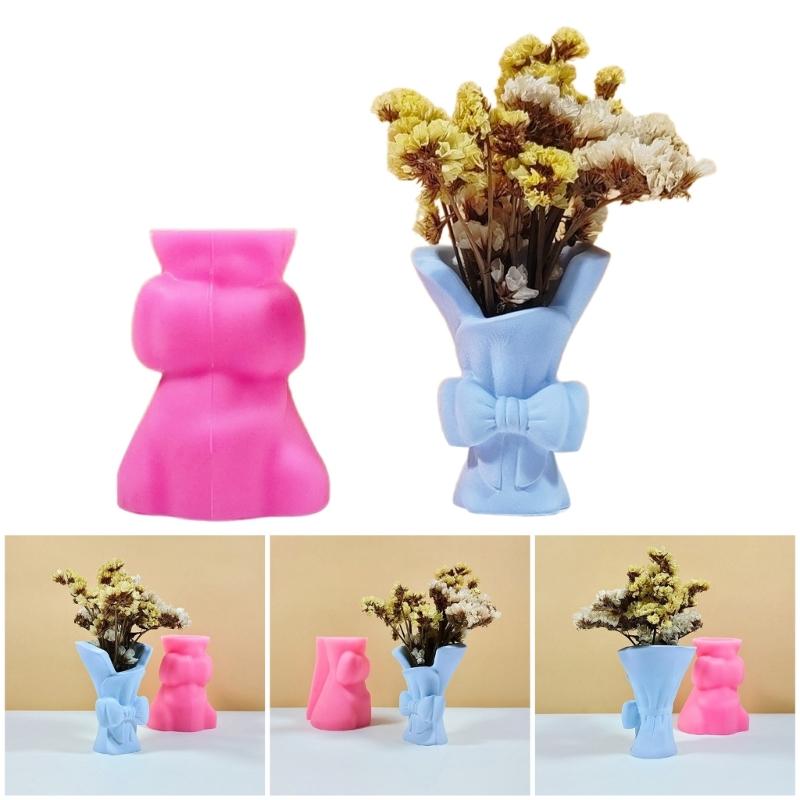 Vase Resin Molds Bowknot Silicone Mold Succulent Plant Flower Pots Mold Epoxy Resin Casting Mould Home Decorations