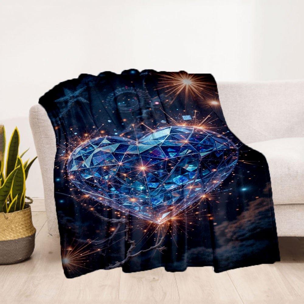"Magical Crystal Heart Wall Art Decor"Blanket Flannel Throw Blanket for Sofa, Bed, Travel, Camping, Office, Couch, Chair, And Bed Gift for C