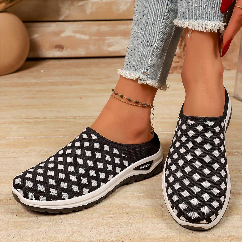 Women Breathable Mesh Slip On Casual Sport Shoes Lightweight Flexible Sole Comfortable Fit Fashion Letter Design