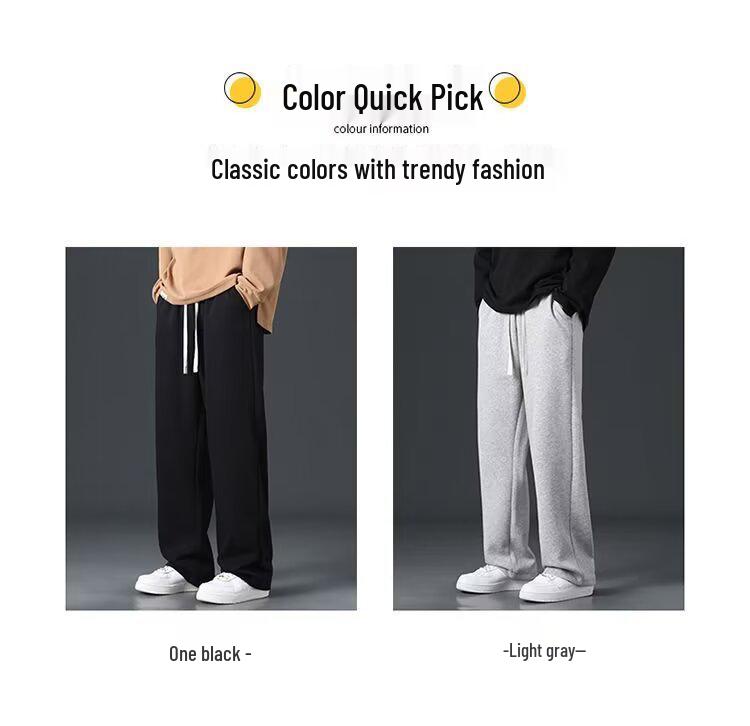 Men's Casual Loose Straight-Leg Fleece-Lined Pants - Autumn/Winter Style