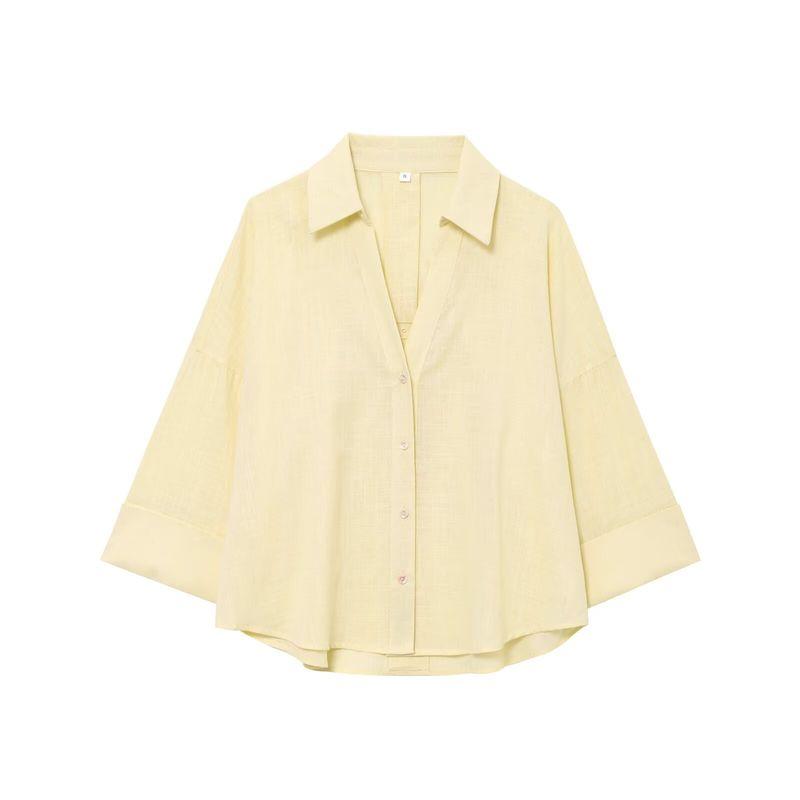 Kaslead New Women Clothes Western Style Versitile Fashion Blended Wide Sleeve Shirts 2363801