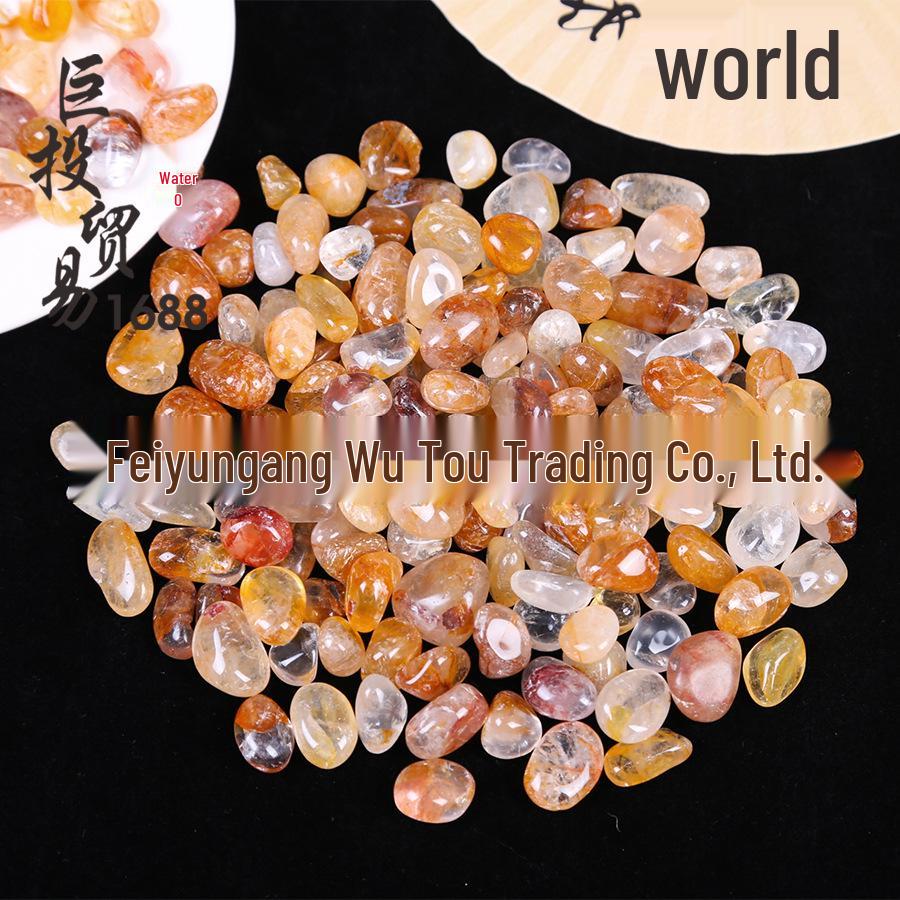 Natural Yellow Tiger Skin Stone Pebble Ornament for Incense Burner, Bonsai, Fish Tank, and Lotus Decoration.