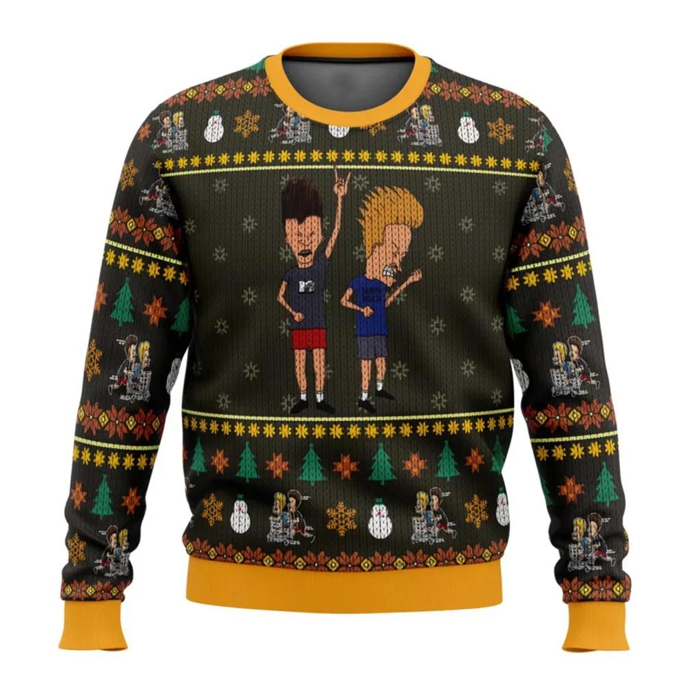 Christmas Theme Cartoon Anime 3D Print Long Sleeves Pullovers Autumn Winter Comfortable Base Outerwear Versatile Pullovers