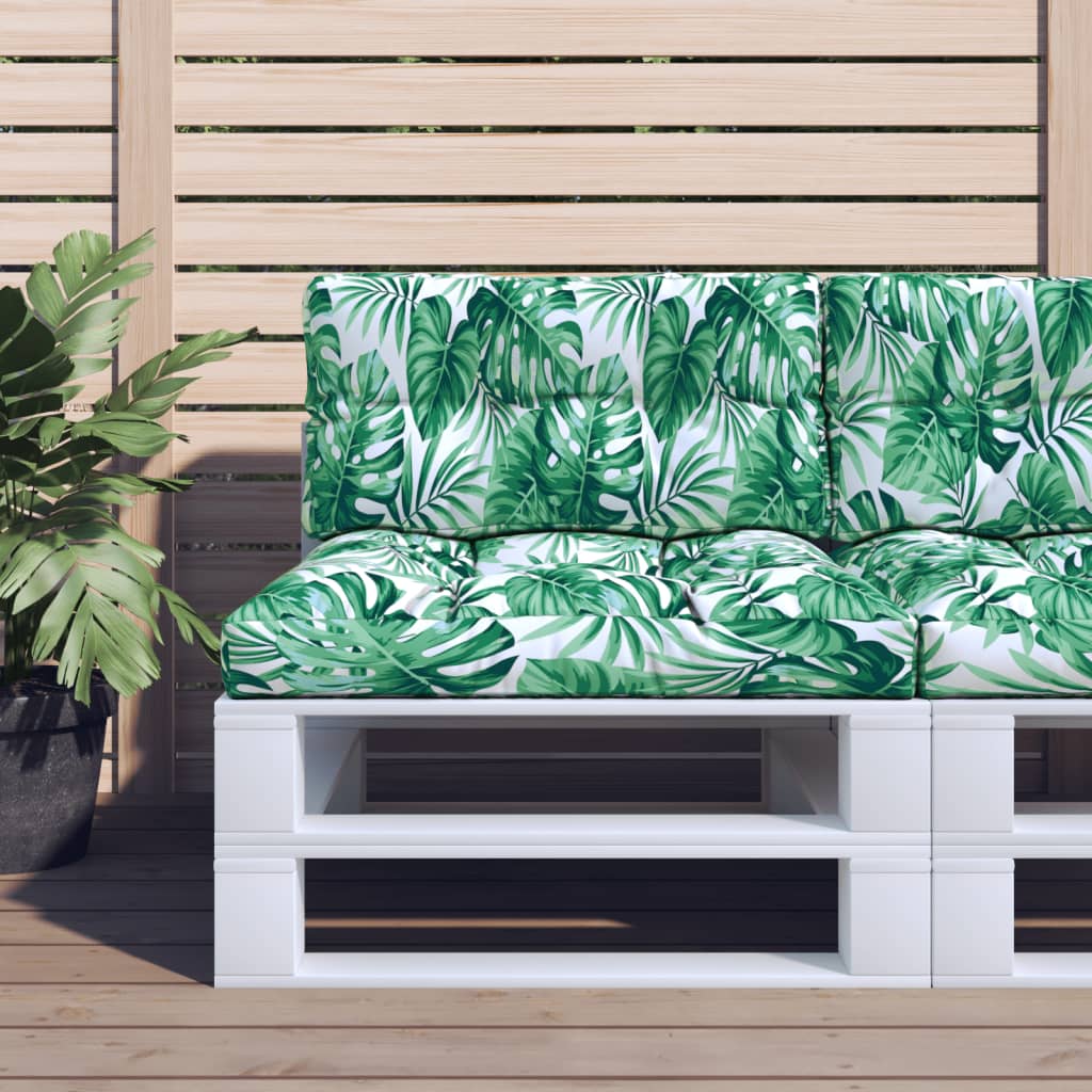 Vidaxl Pallet Sofa Cushions, 2 Pcs, Leaf Pattern, Fabric