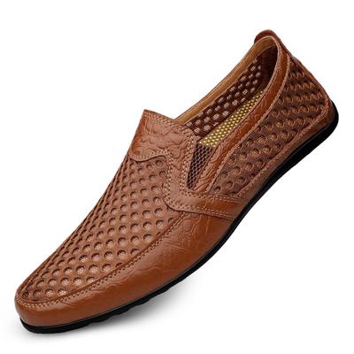 Men Summer Leather Loafers Casual Shoes Breathable Men Sneakers Fashion Comfort Male Outdoor Black Rubber Flat Men Shoes
