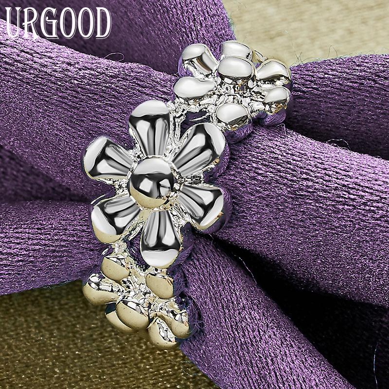 925 Sterling sølv tre blomsterring mote bryllup smykker