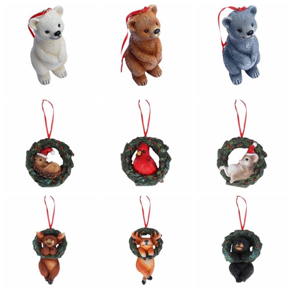 Creative Christmas Tree Pendant Cartoon Animals Christmas Animal Wreath Garden Decoration