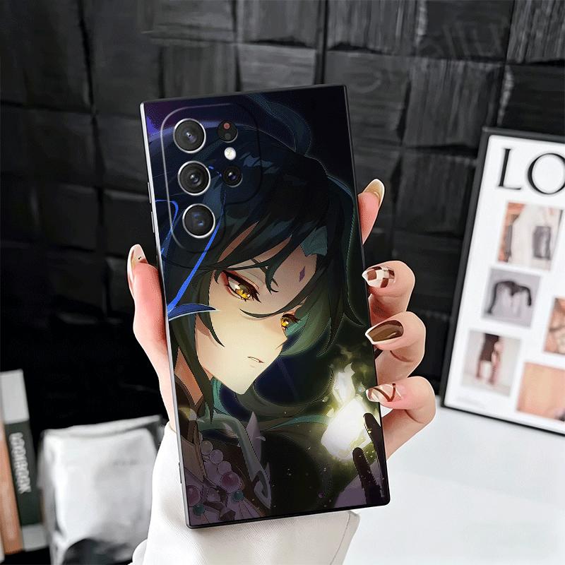 Genshin Impact Xiao Weiche Handyhülle für Samsung Galaxy S26 S25 Edge S24 Ultra S23 Plus S22 S21 FE S20 Schwarze Rückseite