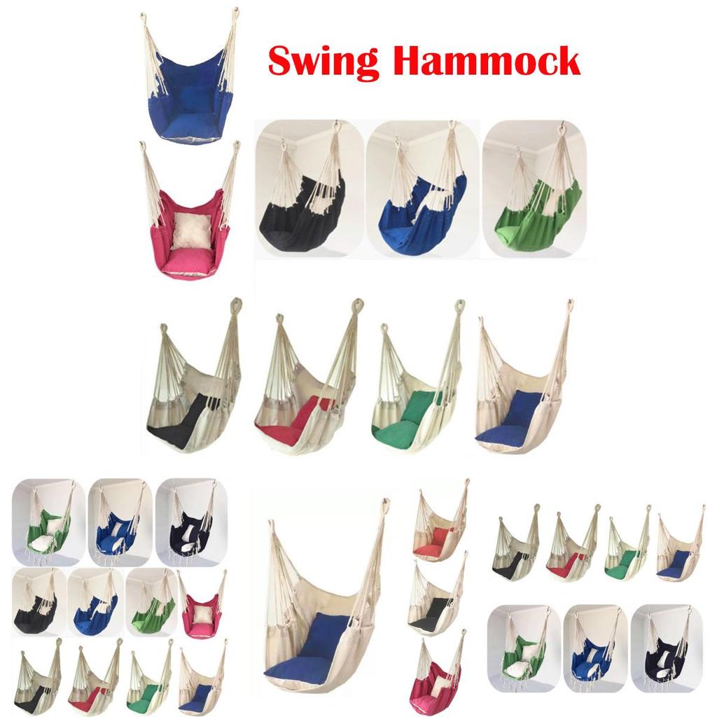 Stylish Hanging Hammock Chair For Outdoor Relaxation With Soft Pillows And Strong Ropes