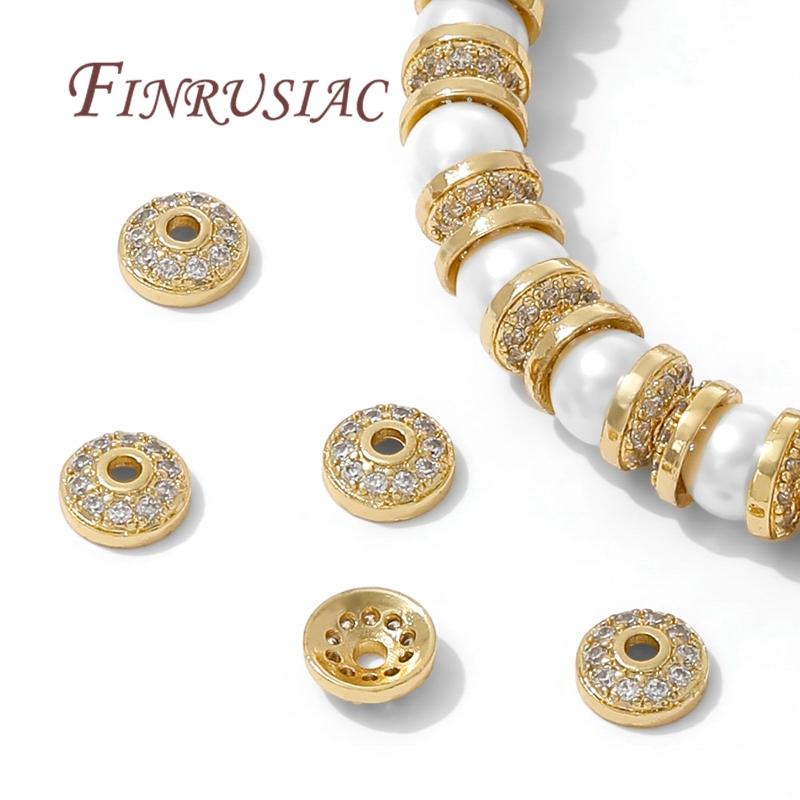 6.5mm 18K Gold Plated Brass Round Bead Caps Spacer Beads For Jewelry Making DIY Bracelets Necklaces Making Accessories