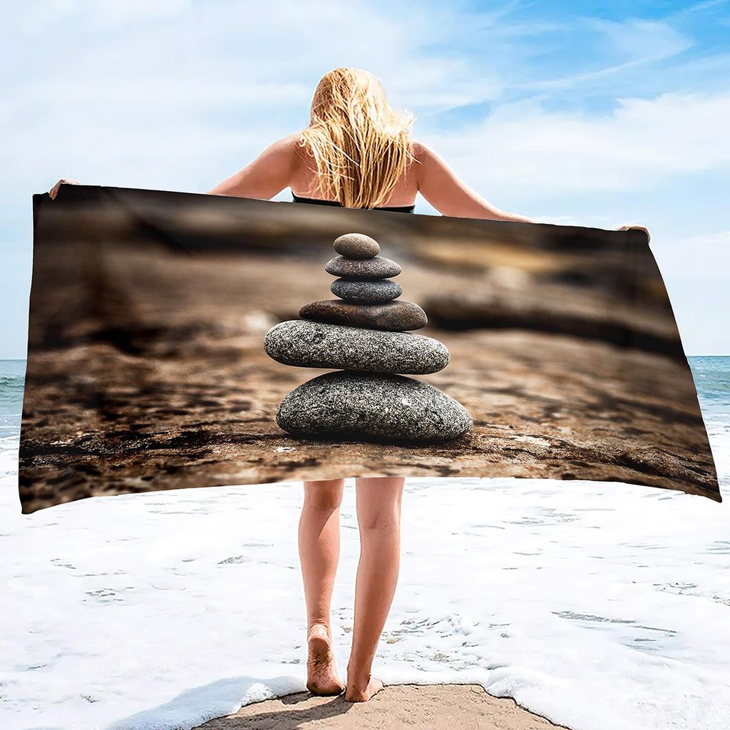 Colored Stone Series Seaside Vacation Beach Towel Swimming Bath Towel Sports Towel