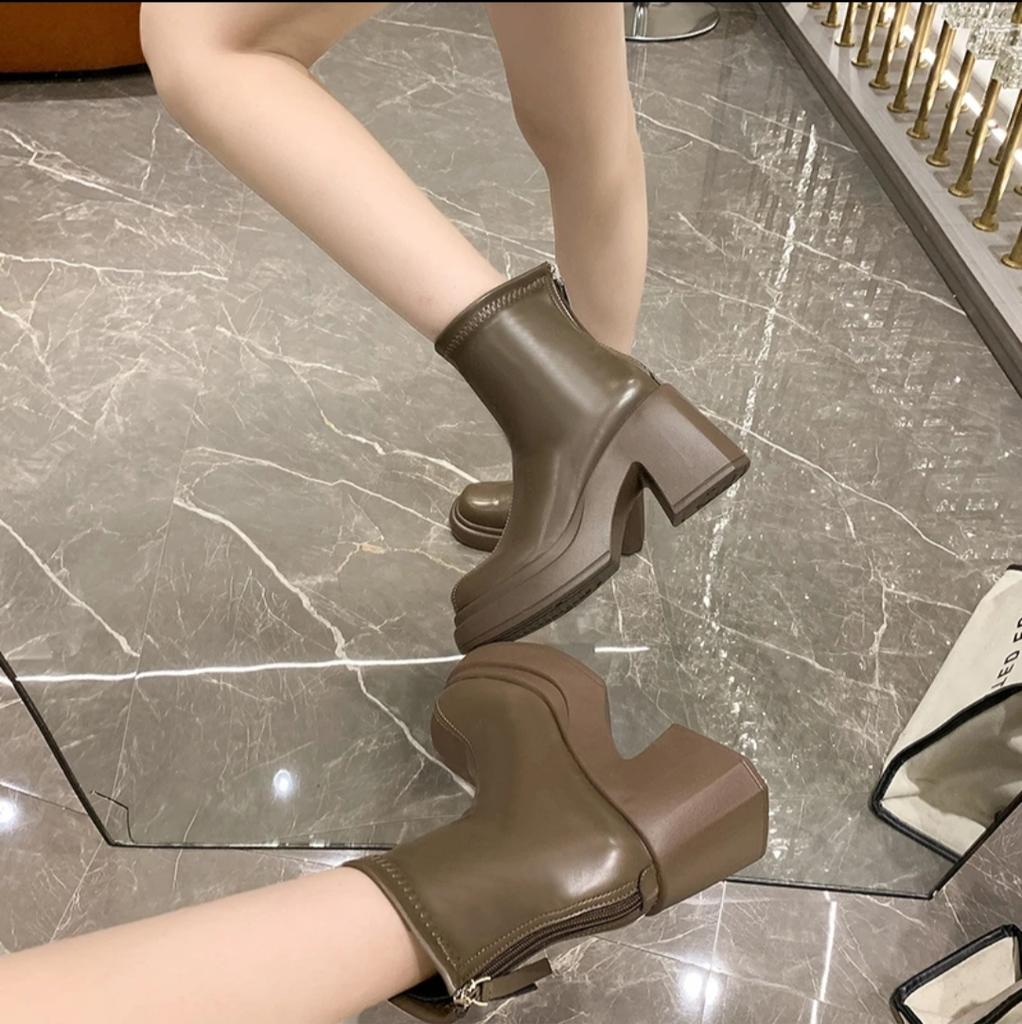 Fashion Aphixta Classic Ladies Platform Ankle Boots 9cm High Heels Concise Women Modern Boots Botines Shoes For Woman Back Zipper Boats