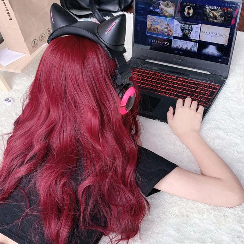 Air bangs big wave chemical fiber full head wig