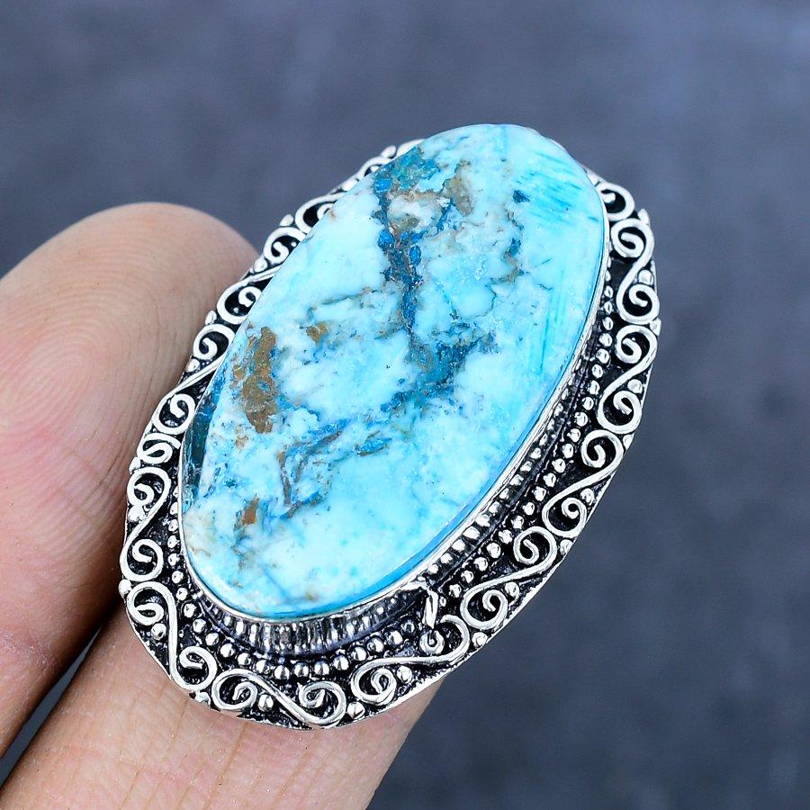 Tibetan Turquoise Gemstone 925 Sterling Silver Jewelry Ring Size 9