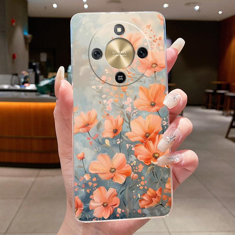 For Honor Magic 8 Lite Case Pretty Flower Butterfly Silicone Clear Back Cover Soft TPU Phone Case for Honor Magic8 Lite 5G Funda