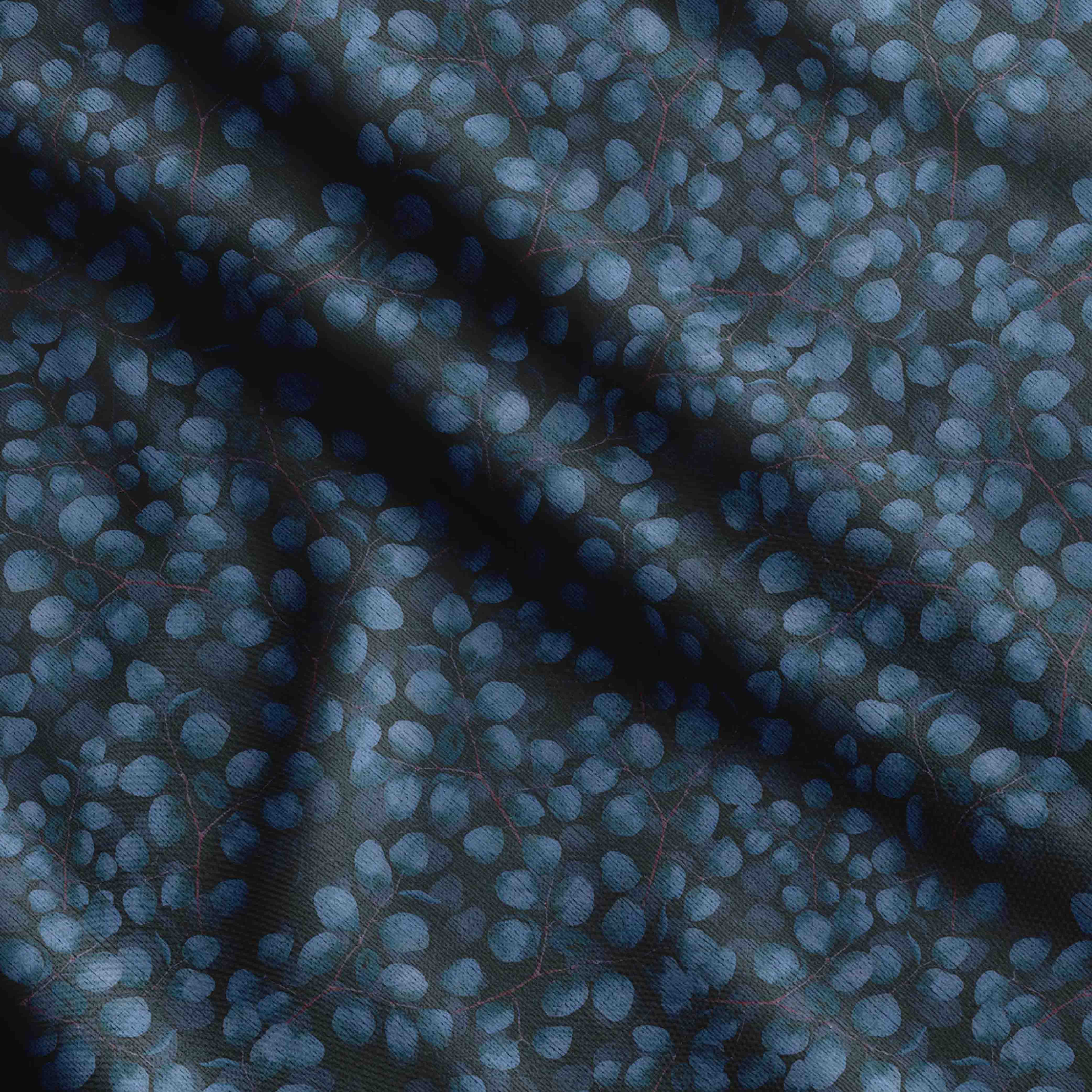 

Soimoi Leaves Print, бавовняний кембрік, стьобальна тканина, продана The Yard шириною 42 дюйми, бавовняна тканина середньої щільності, 42 Inch Wide - Pure Silk синій