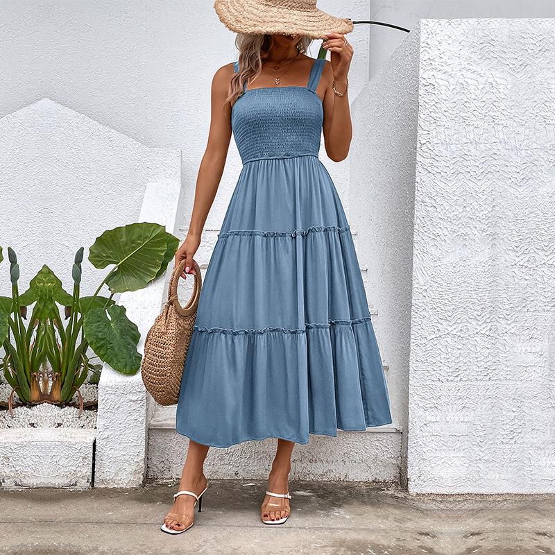 2025 Sommer Mehrfarbig Damen Schulterfreies Elastisches Camisole-Kleid