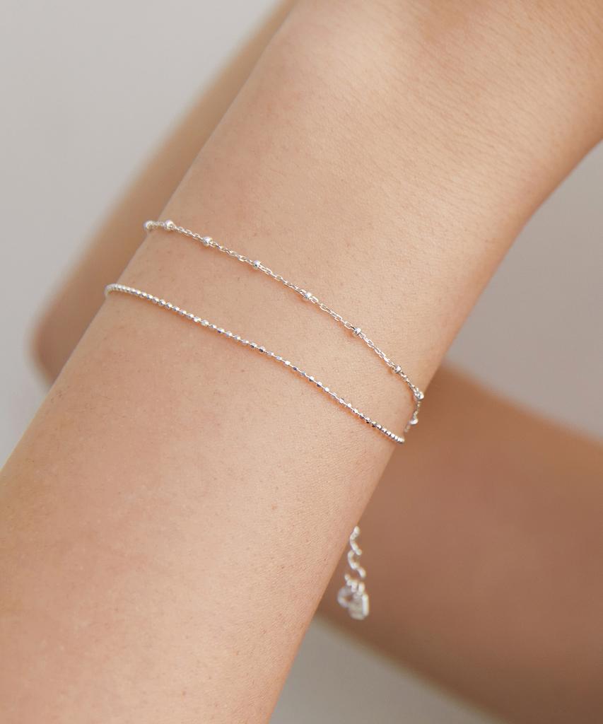 Tatiana (Silver 925) Double Ball Chain Layered Bracelet Br1804