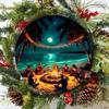 Metal Wall Art Moonlit Beach Palm Tree String Lights Office Cafe Decor Beach Theme Room Wall Decor