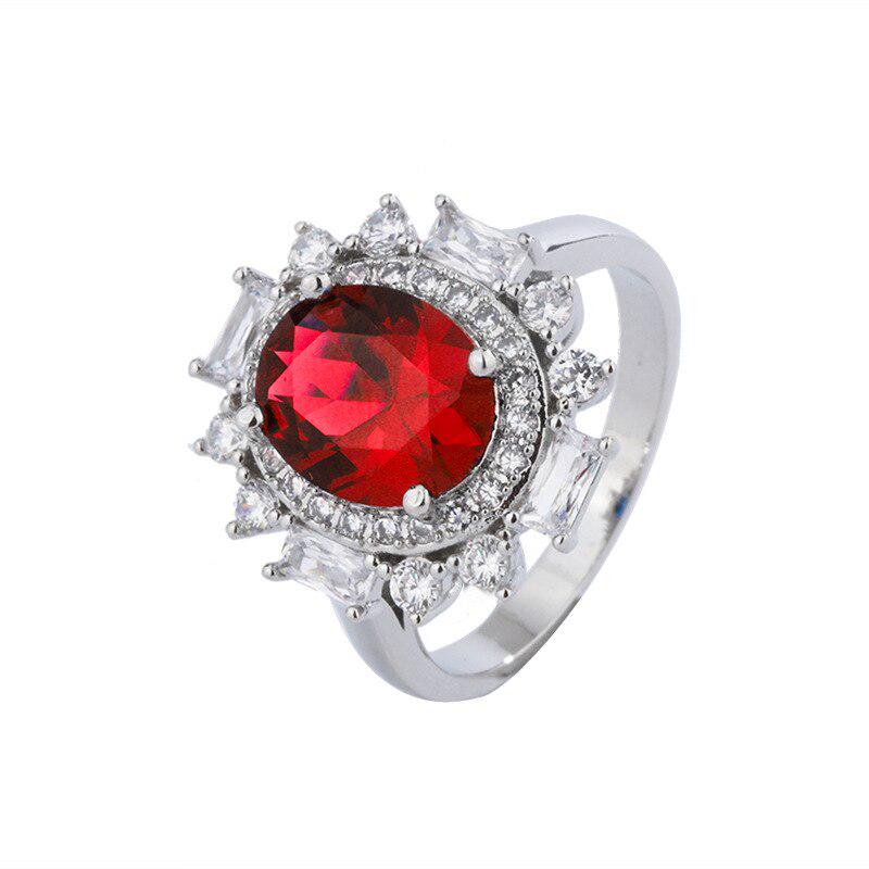 Lindon Gorgeous Design Silvering  Jewelry Gemstones Oval    Ring for Women Size6-9 Delicate Female Party Fine Jewelry