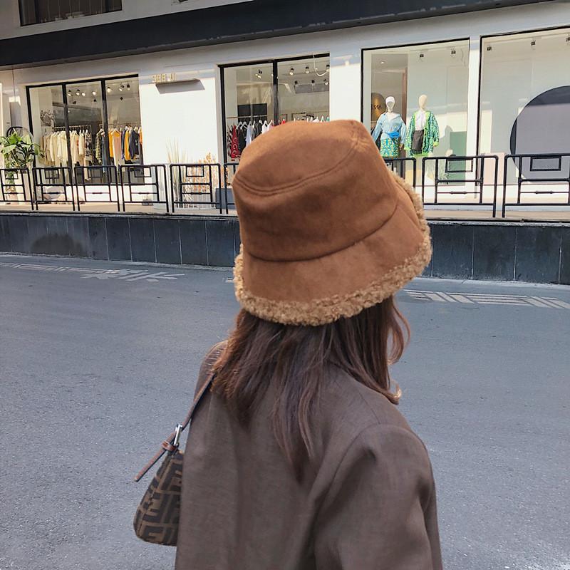 Fashionable Winter Womens Bucket Hat Plush Lambswool Fabric For Stylish And Outfits Warm