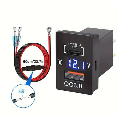 Dual USB Charger for Toyota Tundra 4Runner - PD 30W Fast Charging with Voltmeter