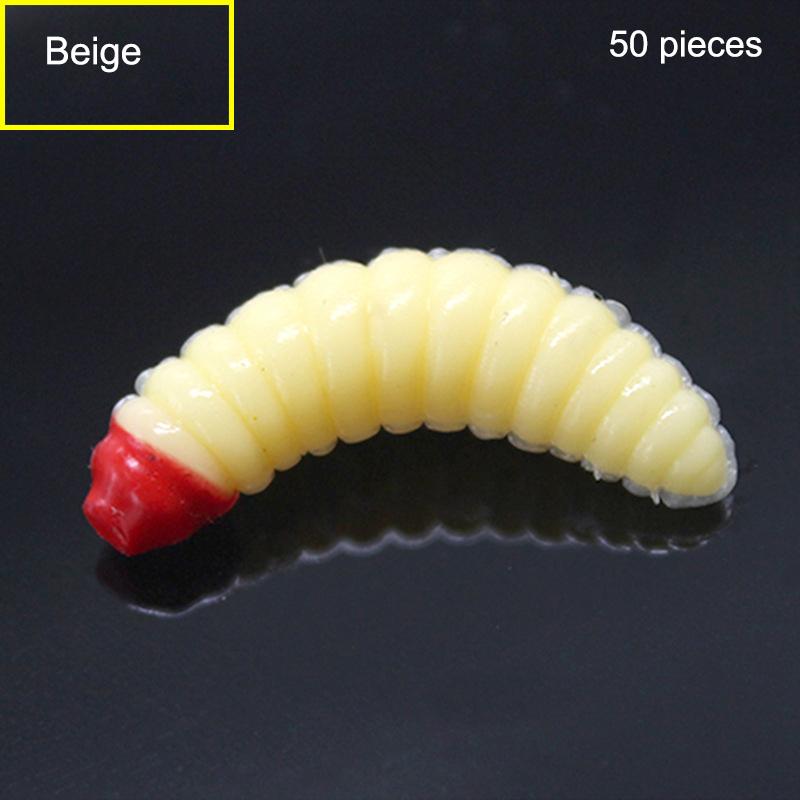 

50 шт./пакет 2 см 0,5 г Силиконовые искусственные приманки для хлебного червя, личинки, мягкие рыболовные приманки, крючки, ароматизированные черви, светящиеся креветки, приманки для рыбы