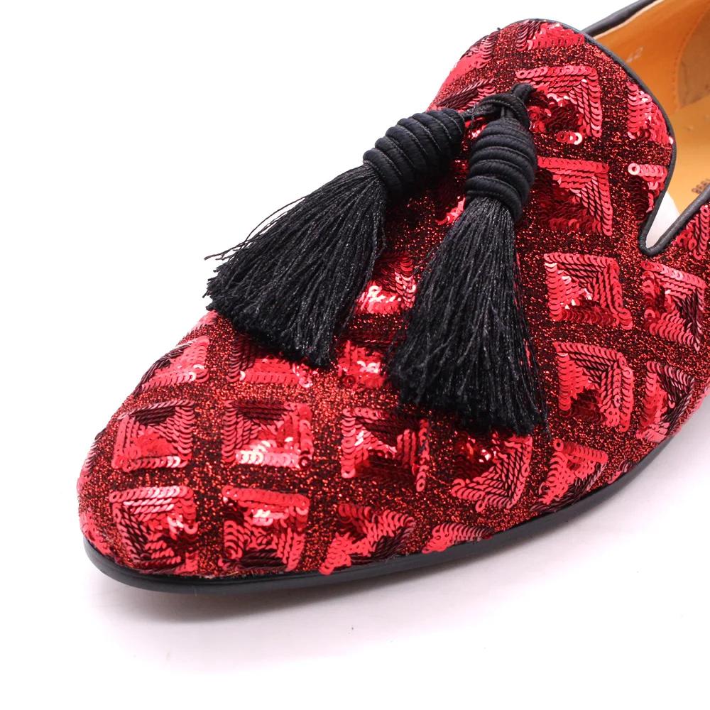 Fashion Mens Tassel Loafers Sequin Casual Shoes British Style Gentleman Wedding Dress Shoes Breathable Party Dinner Formal Shoes for Men