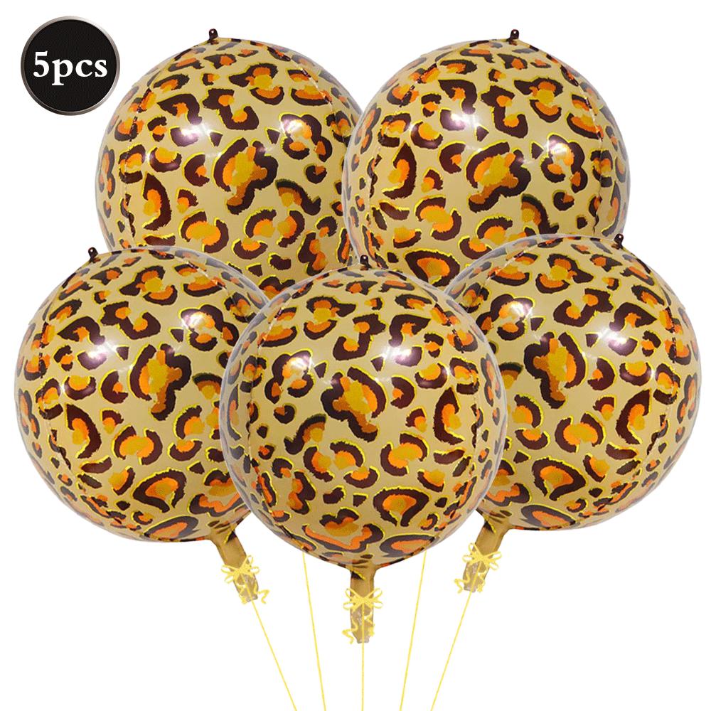 Leopard Print Bow Foil Balloons 4D Round Cheetah Animal Balloon Wild One Jungle Safari Theme Birthday Bachelorette Party Decor