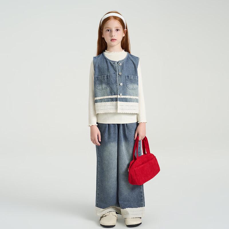 MONTAGE Girls' 2026 Spring Washed Cotton Two-Piece Casual Set