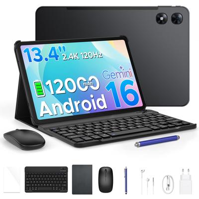 POCKAM P13 Pro 13,4palcový tablet, 48 GB + 256 GB, 2,4K 120 Hz Android 16, osmijádrový, 12000 mAh, 5G WIFI, 4G LTE, 3,5mm sluchátka, klávesnice, pouzdro