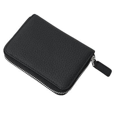 Fancywonderland Mini Genuine Coin Card Large for Men and Women Wallet, Leather, Purse, Case, Capacity, Anti-Skimming, (Black)