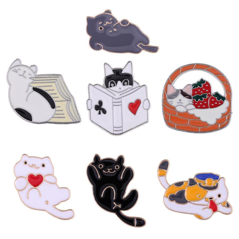 Enchanting Design Cat Alloy Brooch Colorful Cartoon Figure For Personalized Gifts