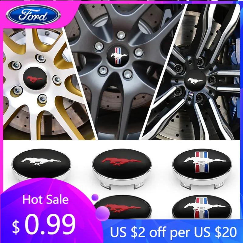 Car Sticker 4Pcs 56+60mm Car Styling Mustang Emblem Badge Wheel Center Hub Cap For Ford Focus Fiesta Mondeo Fusion Explorer Esca