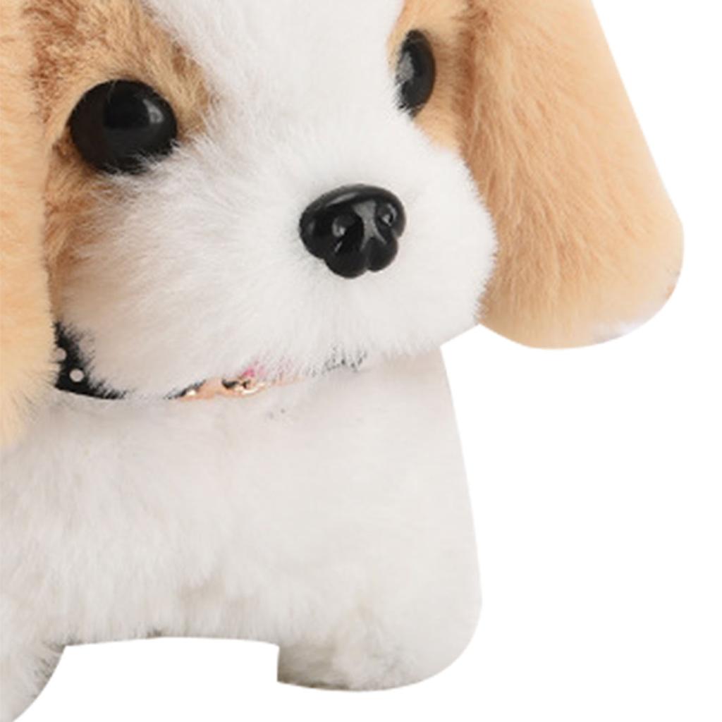 Simulation Plush Electric Puppy Battery Powered Walking Wagging Tail Barking Plush Puppy Dog Beige