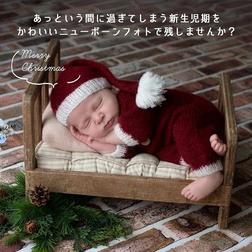 VNGOLERRY Santa Costume for Baby Knit Romper Hat Christmas Photo Commemorative Photo Baby Shower Newborn Sleeping Position Art Newborns, & Set, Prop,
