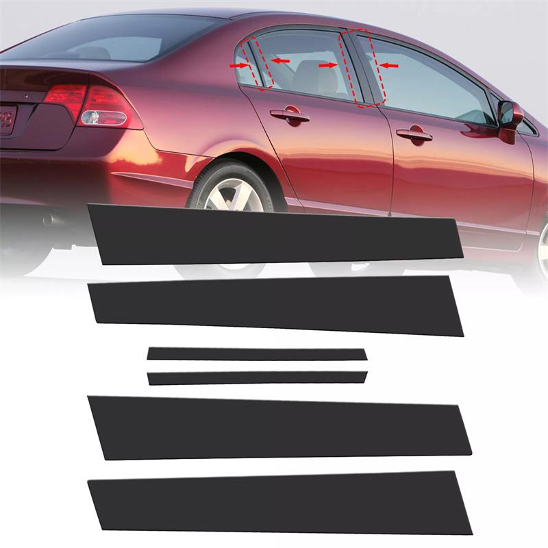 Car Sticker Pillar Posts Door Trim Covers Decorative Accessories 2007 2008 2009 2010 6Pcs For Honda Civic 2006-2011