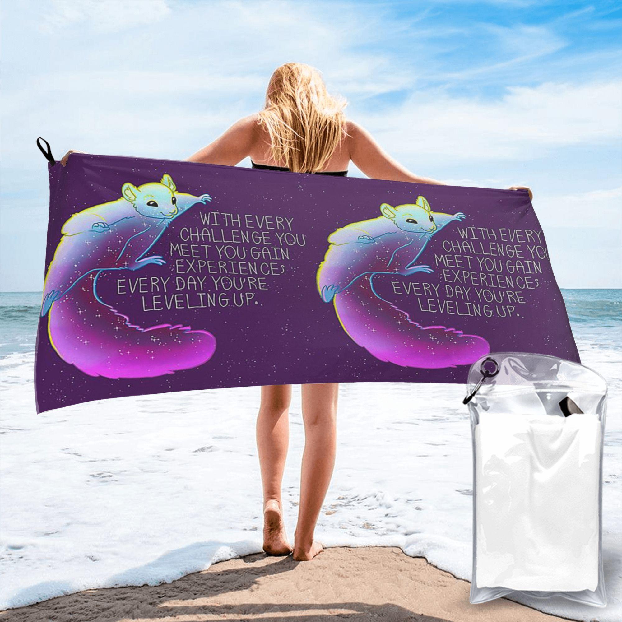 

Every Day You re Leveling Up Flying Space Squirrel Beach Towel Soft Microfiber Quick Dry Absorbent Quick Towels For Bath W30*H60(CM)