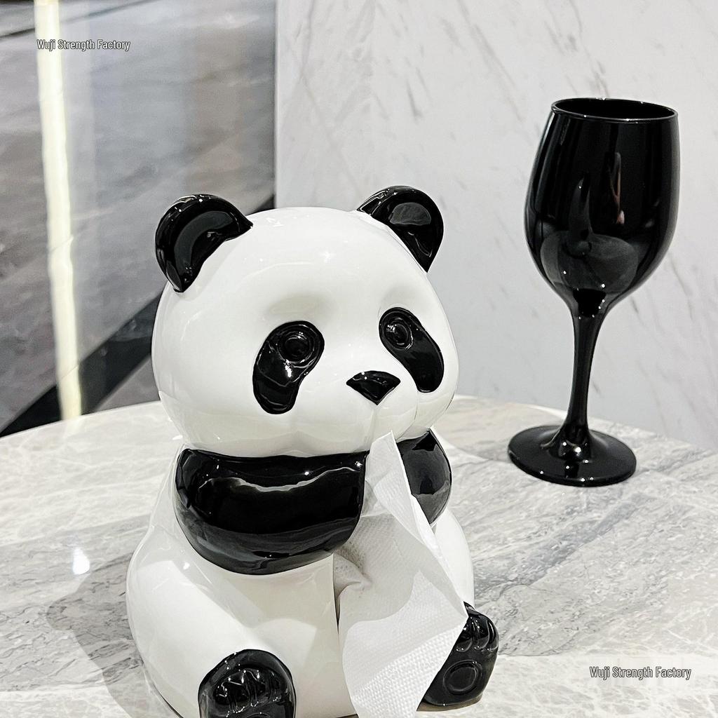 Panda Ceramic Tissue Box Holder - Creative Cartoon Napkin Dispenser for Living Room Decor