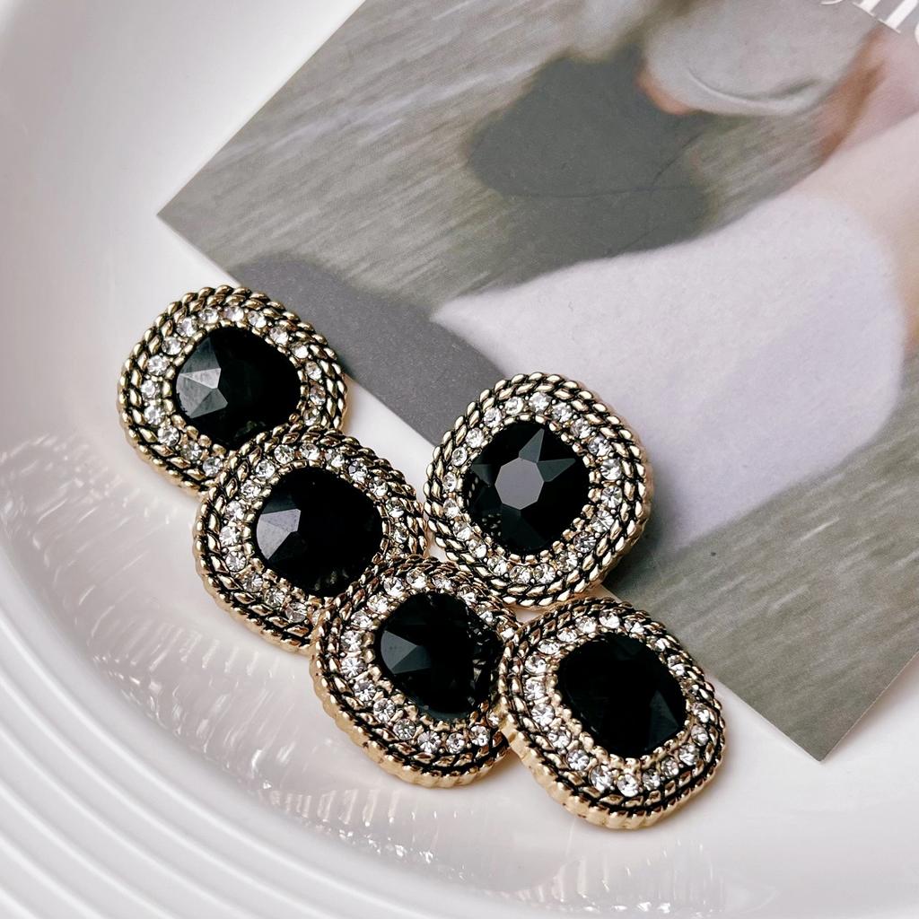 6Pcs Luxurious Design Inlaid With Rhinestones Metal  Button For Clothing Coat Skirt Clothing Accessory High Qulity Glod Black