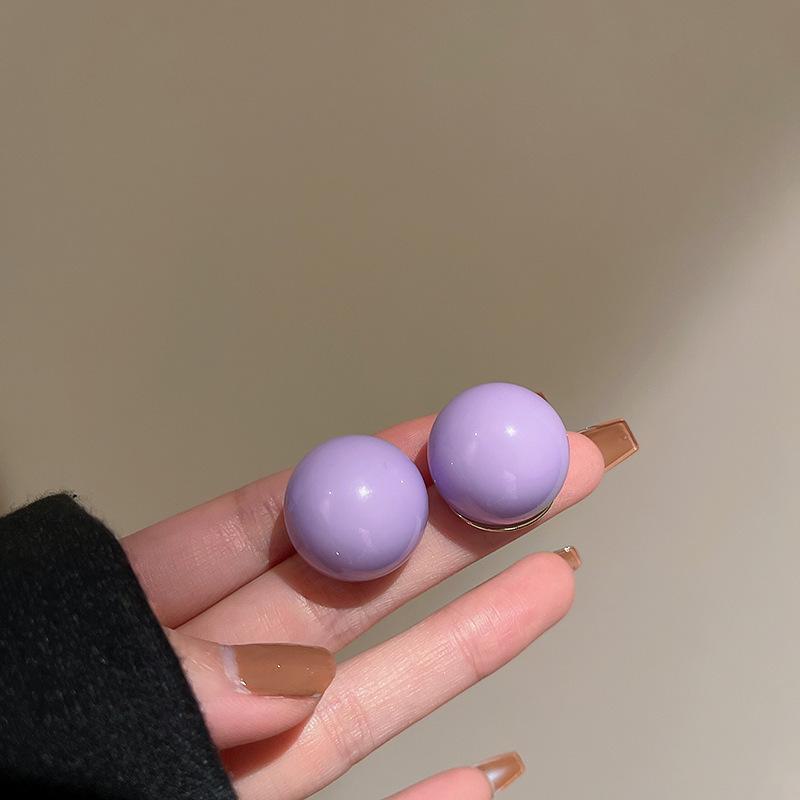 

Мода на срібну голку: Прості розкішні фіолетові сережки 2024 року з Кореї ball фіолетовий